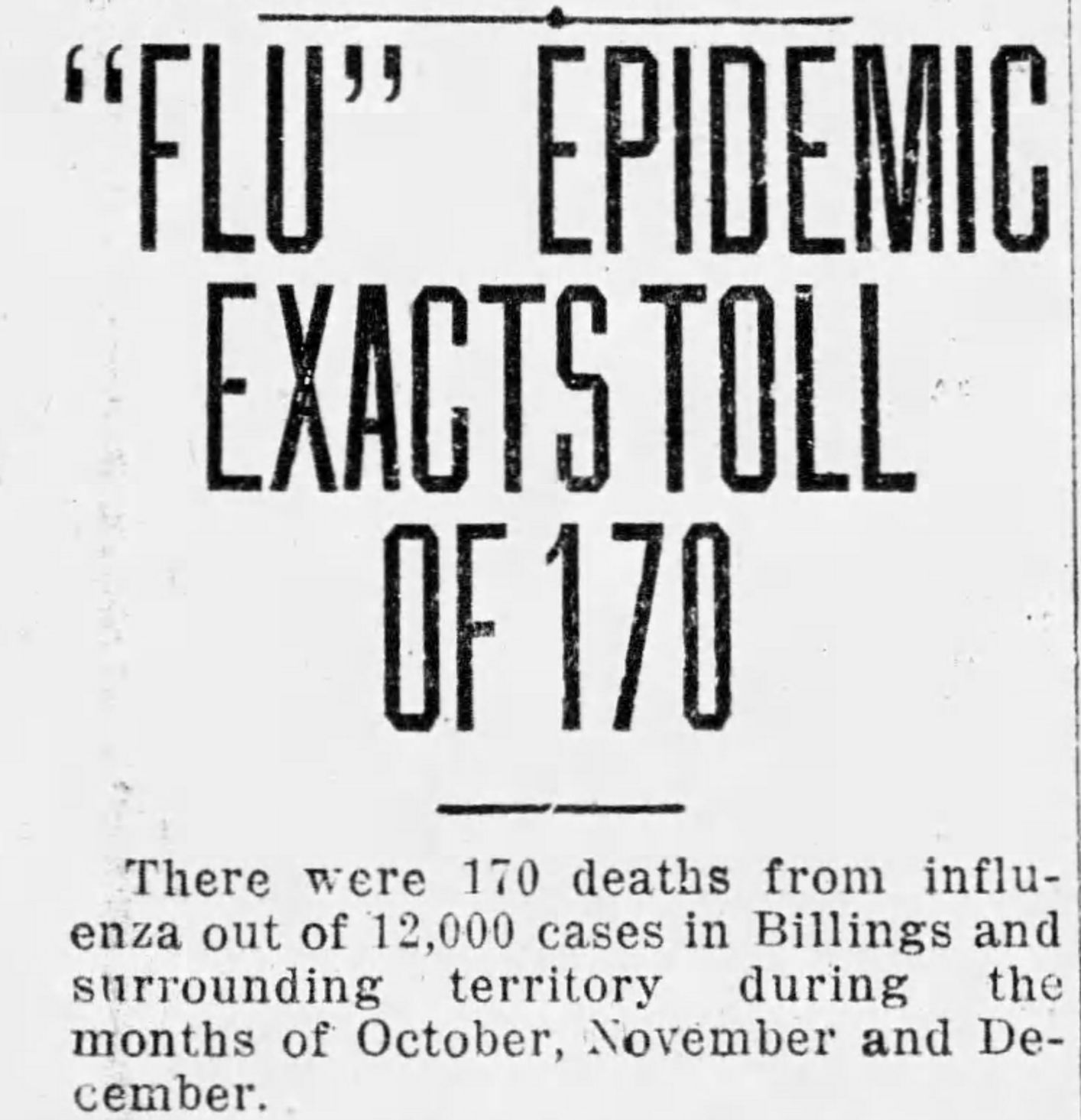 Flu epidemic exacts toll of 170